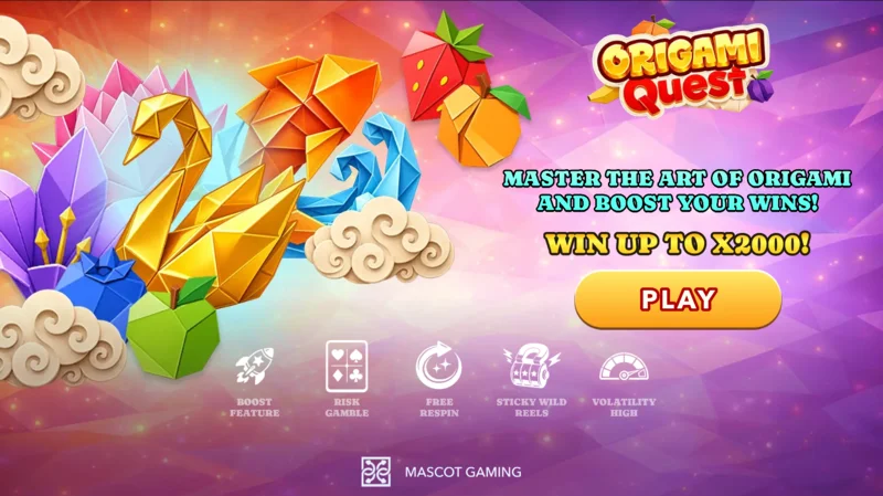 Origami Quest - основен екран с барабани и оригами символи